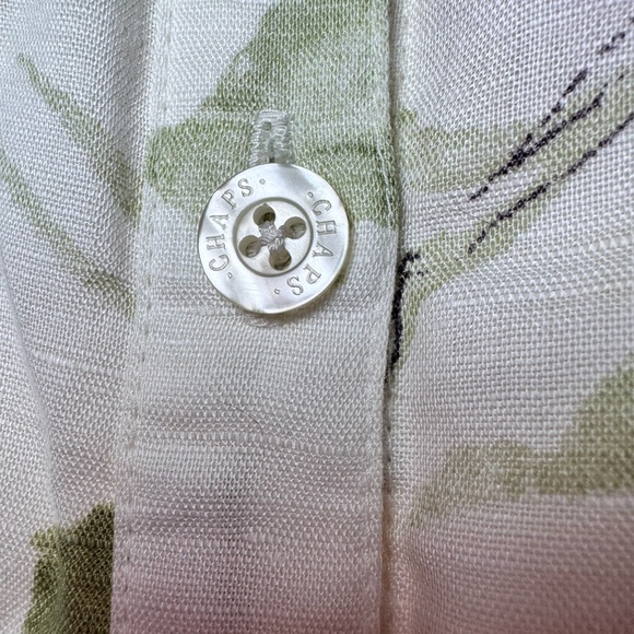 Vintage RL Chaps Linen Midi White Floral Watercolor Lined A-Line Skirt - Size 6 - Picture 3 of 7